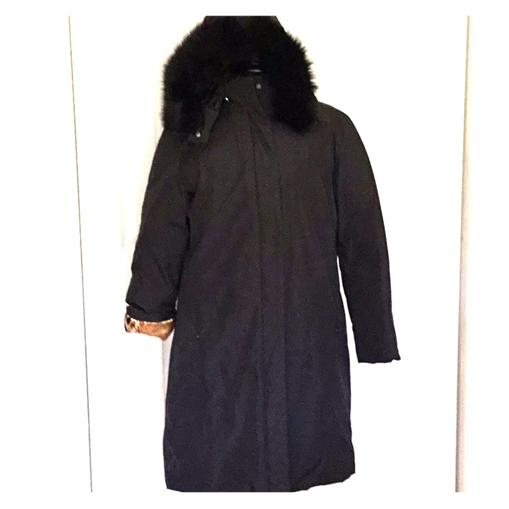 Dana Buchman Down Blk Coat Foxtrim Nwot REDUCED! - Picture 1 of 10